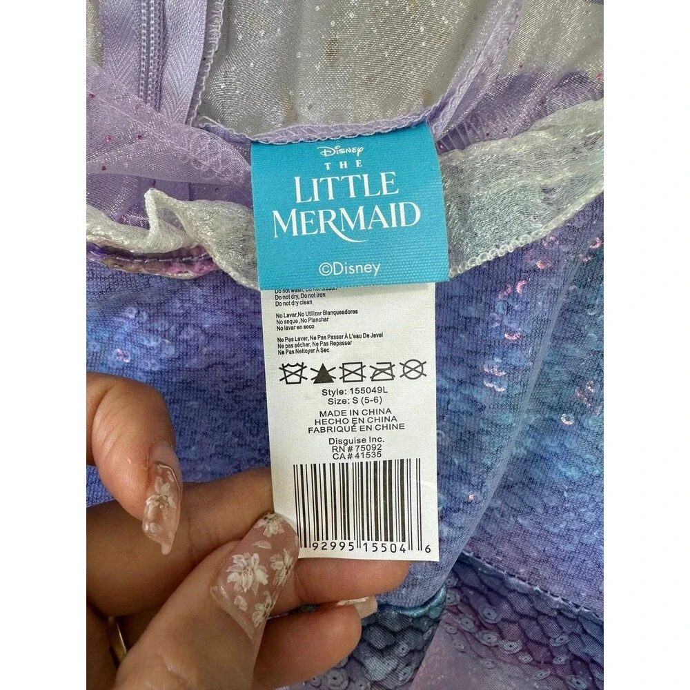 NWOT Disguise Disney Little Mermaid Girls Ariel Halloween Dress Up Costume 5-6 - Picture 4 of 5